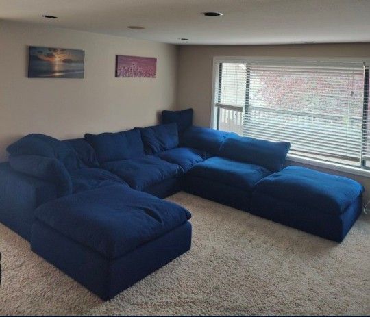 Restoration Hardware Modular Sectional Couch Sofa 6 Pieces Blue