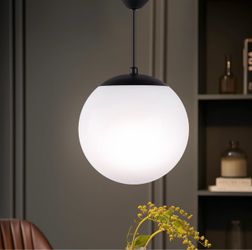 Modern 10” Globe Pendant Light – Black & White
