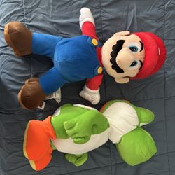 Mario And Green Yoshi Nintendo World Plushie Open Back Pocket 