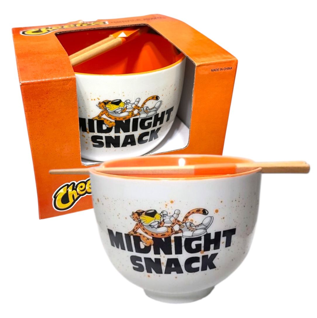 Cheetos “midnight Snack” Noodle / Ramen Ceramic Bowl W/ Chopsticks -Collectible