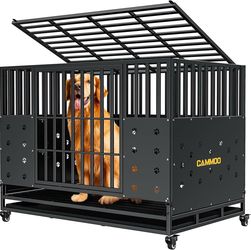 Cammoo 46'' Heavy Duty Dog Crate/Kennel for Large Dogs Indoor, Pink