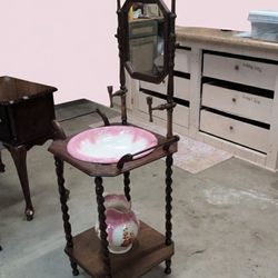 Wash Stand with Bowl & Picture 