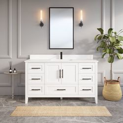 Art Bathe Houston 60" Bathroom Vanity in White Quartz Top