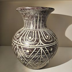 Vintage Ceramic Thai Asian Decorative Vase Rustic Primitive Clay Decor