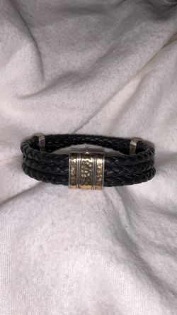 John Hardy Bracelet - Leather, Silver, Gold