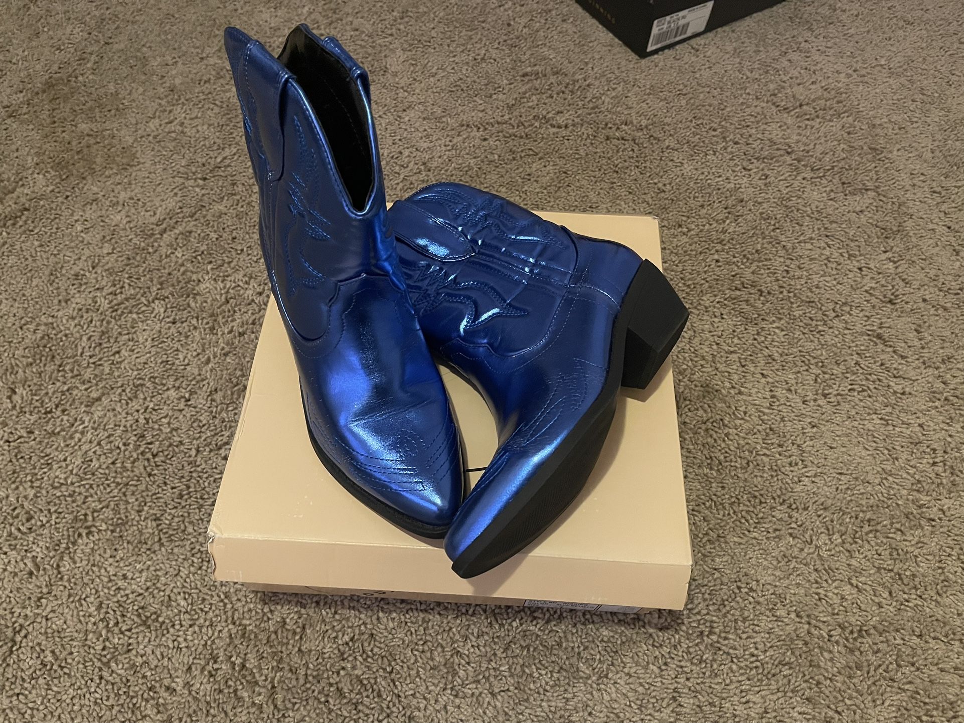Blue Metallic Boots