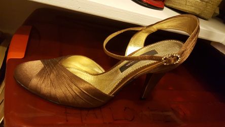 Nina copper brown elegant shiny heels size 7