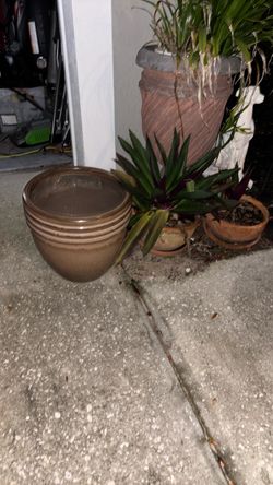 Brown Glazed Ceramic Planter Pot