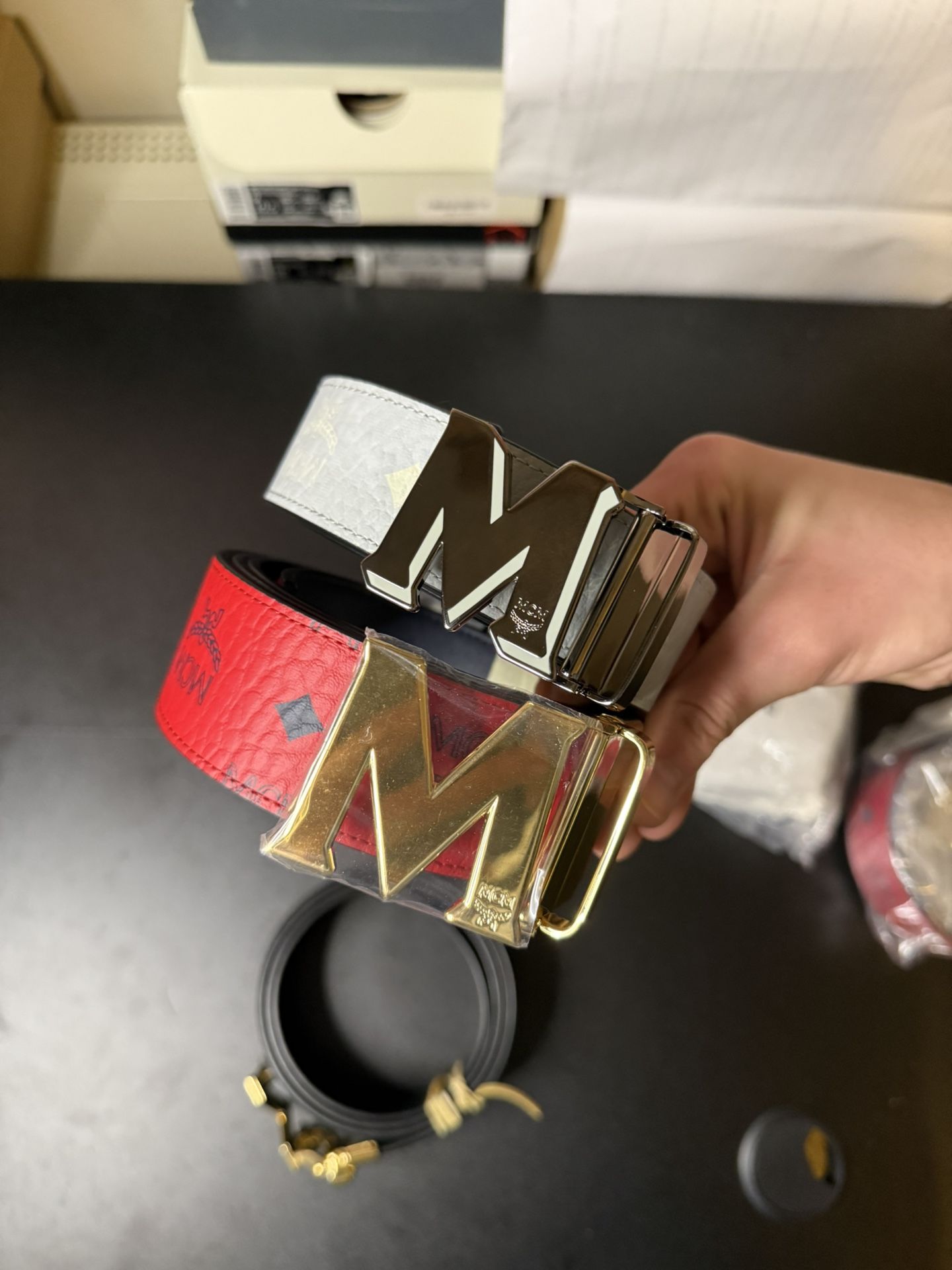 Brand New MCM Belts Reversible Black Red White