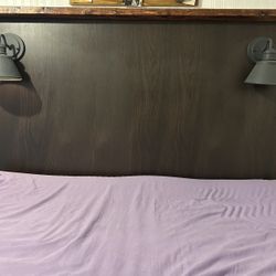 Queen wooden headboard With Lights And Outlets