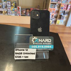iPhone 12 . 64GB. Unlocked $725 +tax 