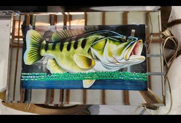 Largemouth Bass Lighted Mirror  Motion Wall Sign