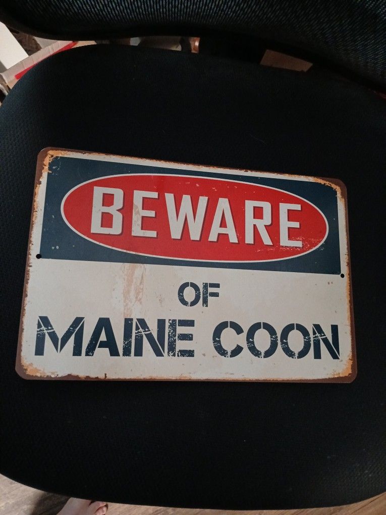 Beware Of Maine Coon Metal Sign