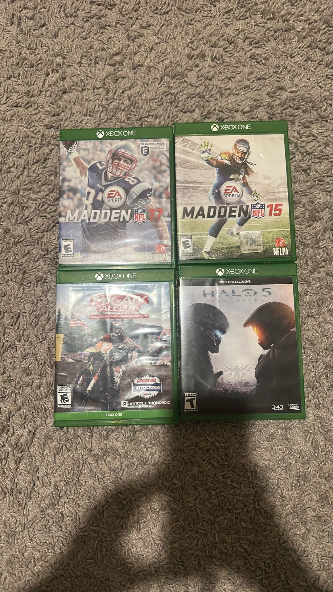 Xbox Games-Madden 17, Madden 15, MXvsATV All Out, Halo 5