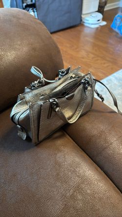 Shiny Silver Coach Mini Bag 