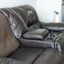 Recliner Old Leather Sofa- FREE