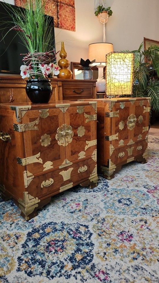 Vintage Asian Burl Wood Dressers