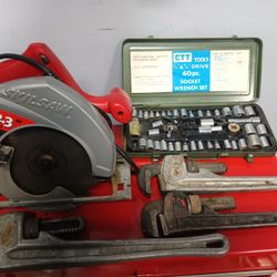 Various Tools Electric Saw Socket Set Pipe Wrenches 