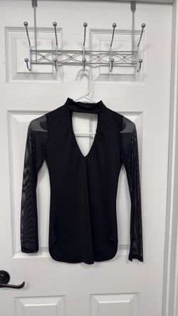 Black Mesh Sleeve Choker Neck Top