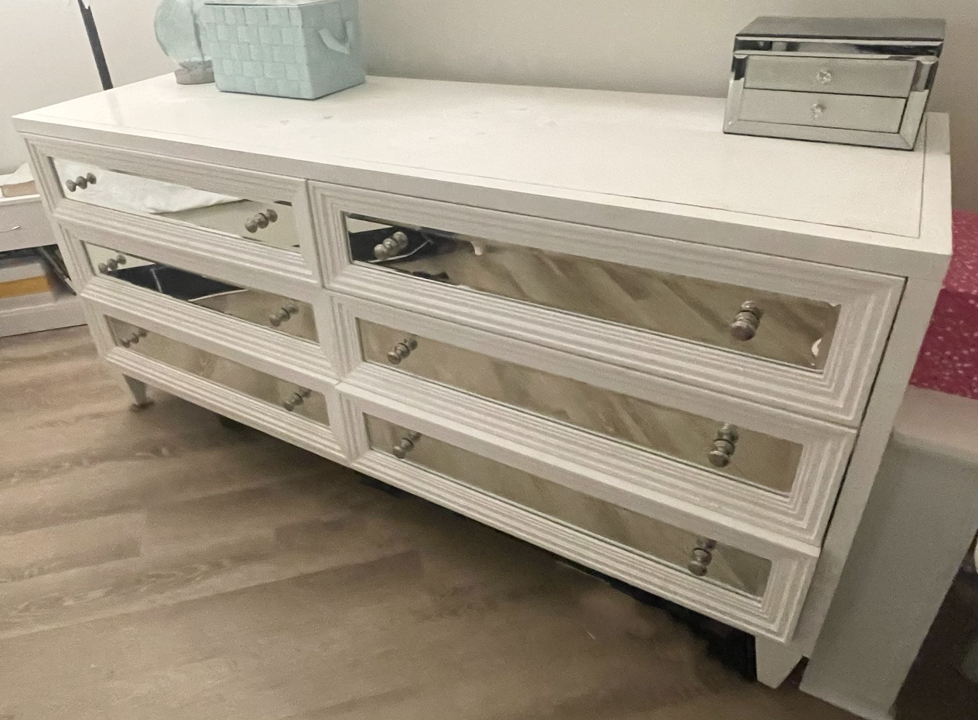 Z Gallerie white mirrored dresser