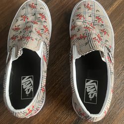 Vans Classic Womens Size 9.5 Slip-On Glen Plaid Floral Shoes Sneaker