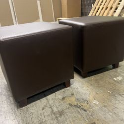 1 Faux Leather Dark Brown Ottoman