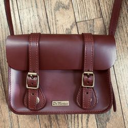 Dr. Martens 7 Inch Leather Crossbody in Merlot Red