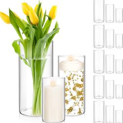 Glass Cylinder Vase for Centerpieces 6,8,10 Inch Tall Clear Glass Flower Vases Wedding Decorations Modern Bulk Cylinder Flower& Plant Vases for Table 