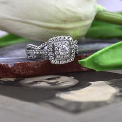 14k white gold engagement ring, size 7