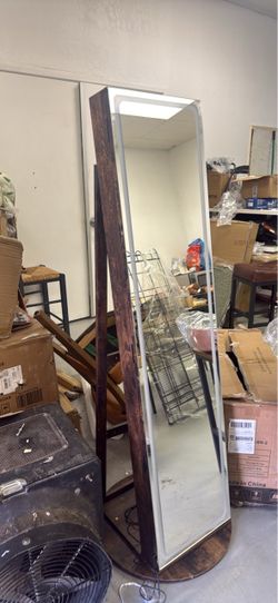 Full-Length Floor Mirror with Wood Frame