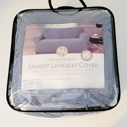 HUNTINGTON HOME SNUGFIT Loveseat Cover - Fits Most up to 70" Soft Textured BLUE
