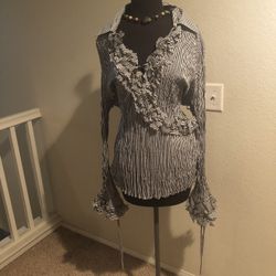 Ruffles Blue And White With Style Size 3X