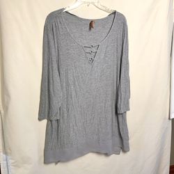 Belldini Gray Long Stretchy Top Wm 3X