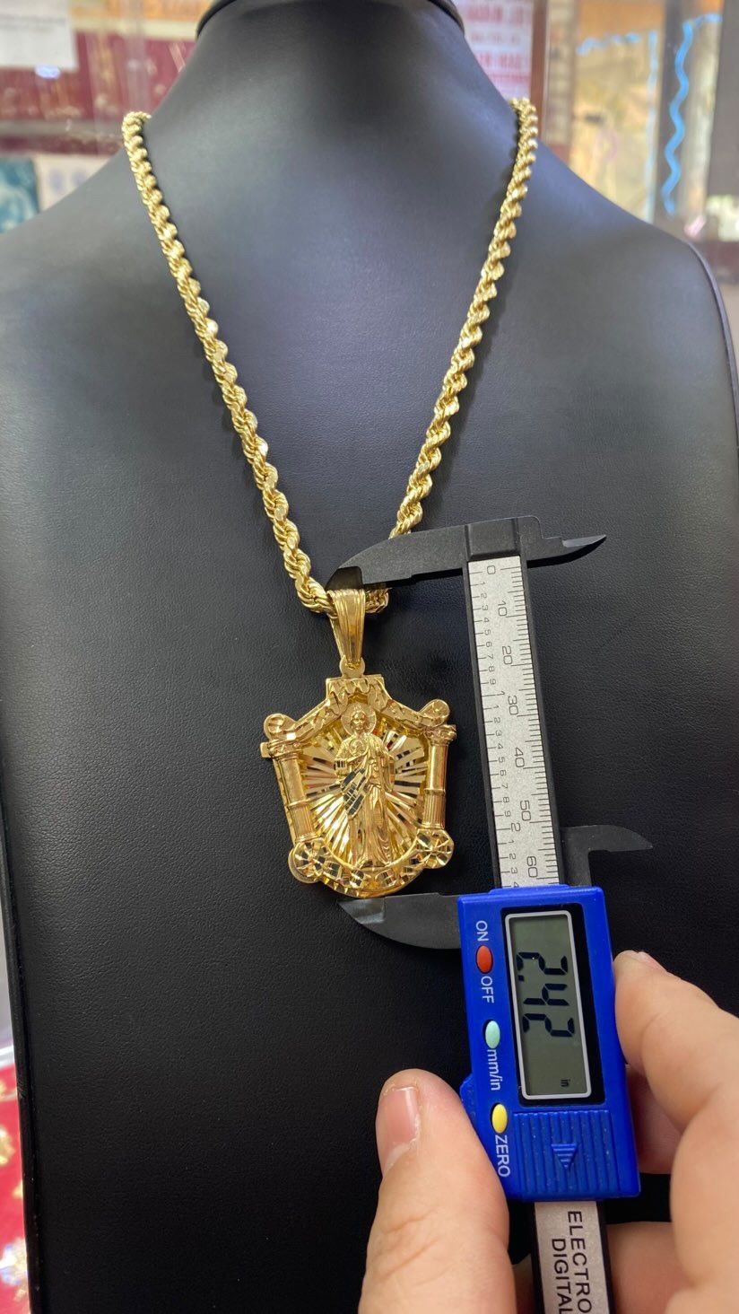 10kt Rope Chain & Pendant