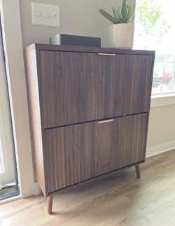 Shoe cabinet brown with 2 flip drawers [NEW]