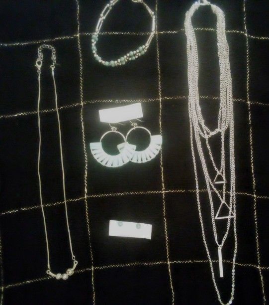 5 Piece Jewelry Set (Lt Blue, Silver)