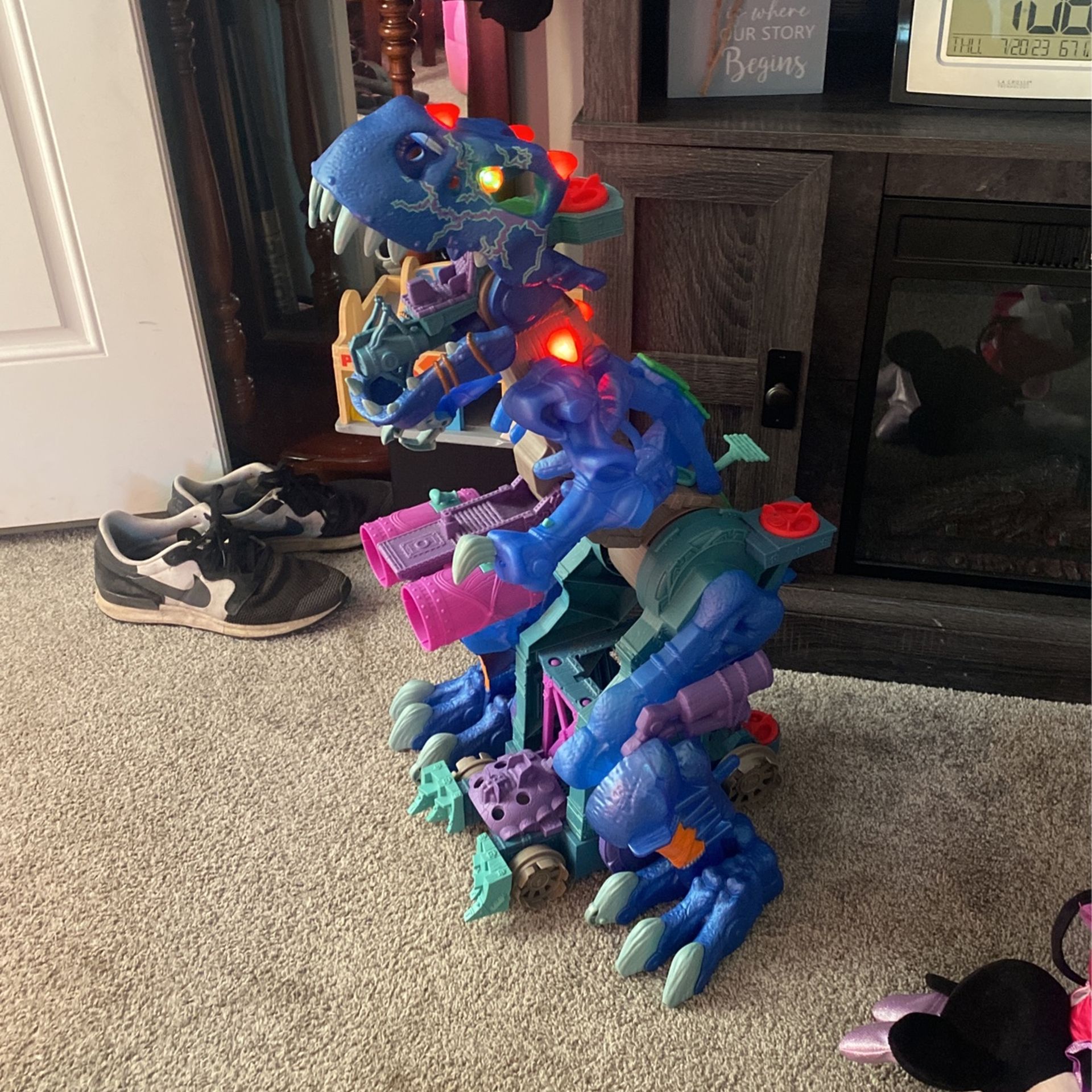 2ft Tall Imaginext Ultra Ice Blue T-Rex Skeleton Dinosaur Fisher Price