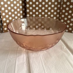 Rare Arcoroc Rosaline rose pink glass bowl vintage 1970s France Rosaline design