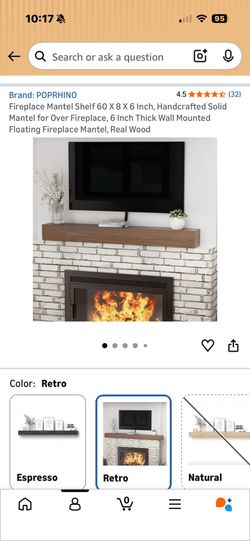 Fireplace Mantel Shelf- NEW IN BOX, made with REAL wood