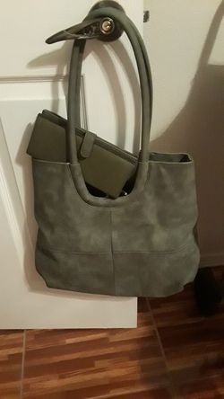 Olive handbag with wallet