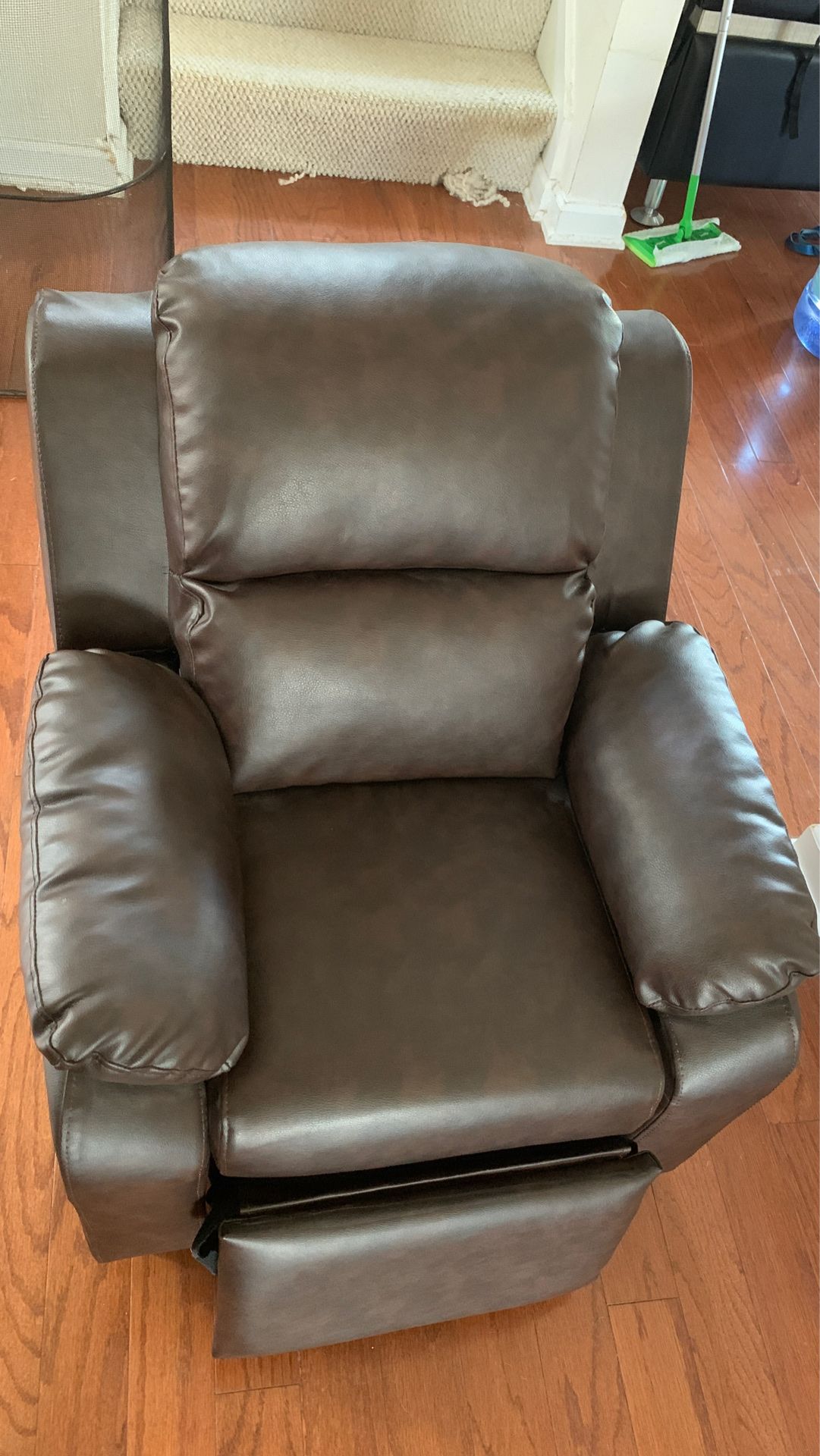 Kids sofa recliner brown leather, excellent condition