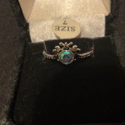 Silver Ring With Genuine Crystals ..size 7