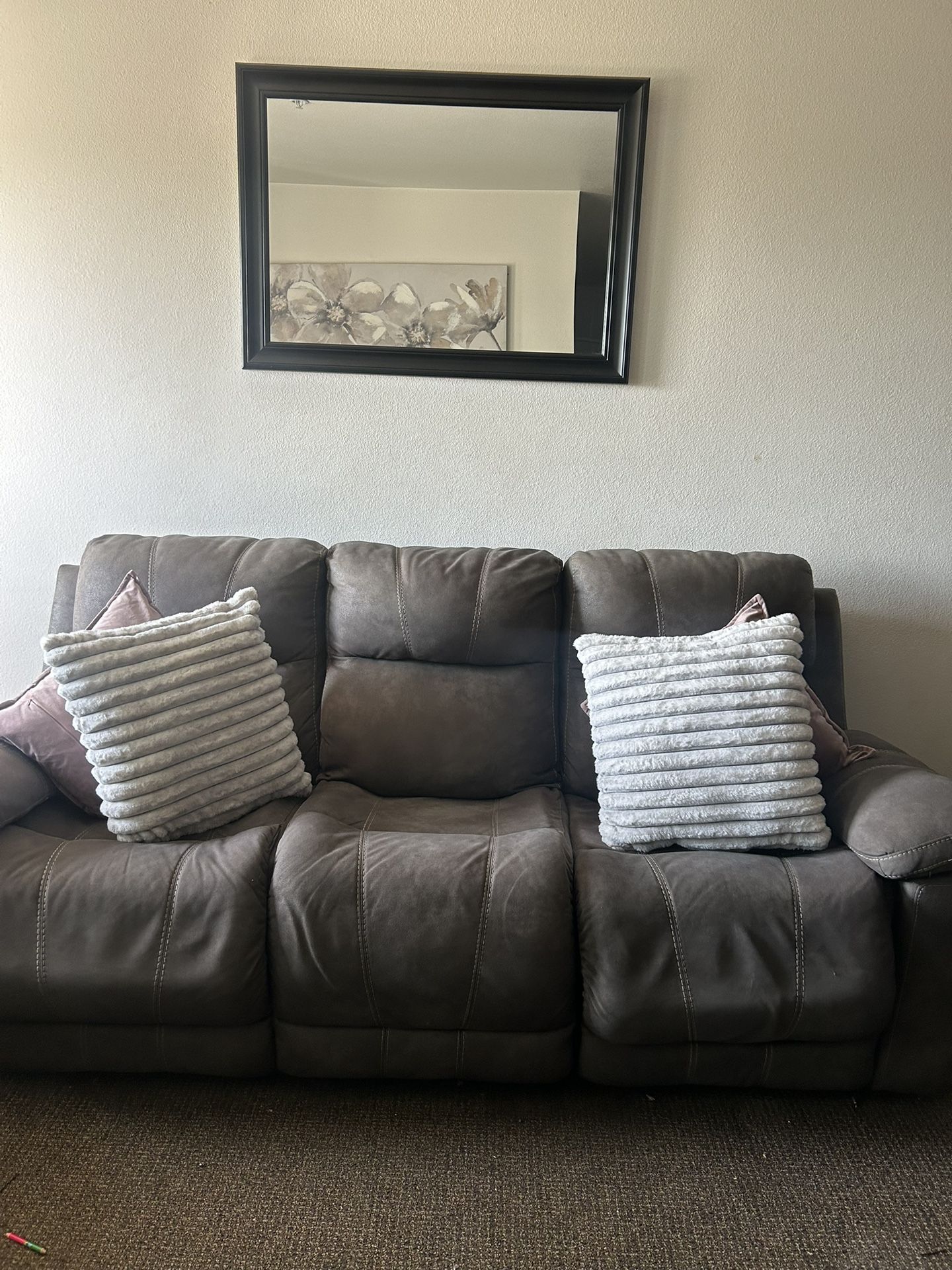 Grey Reclining Sofa