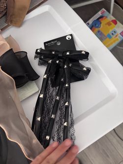 Body Rage Black Studded Lace Bow Hair Clip