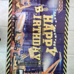 Sonic And Construction Themed Birthday Banner 6ft x 3.5ft