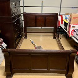 FINAL PRICE DROP! - Queen Sleigh Bed Frame, Dresser, 2 Night Stands & Desk, Chair 