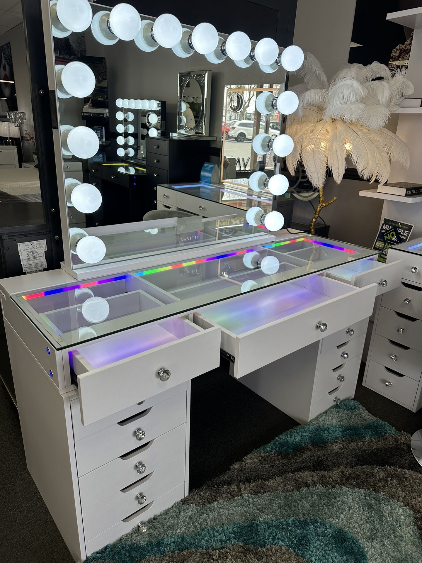 White Vanity Set w/ Bluetooth