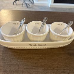 Mud Pie Ceramic Dip & Chip Bowl Set