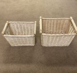 Woven Basket Bin Magazine Rack 12” wide x 16 long  10”wide x 14”long $15 for both or $10 each