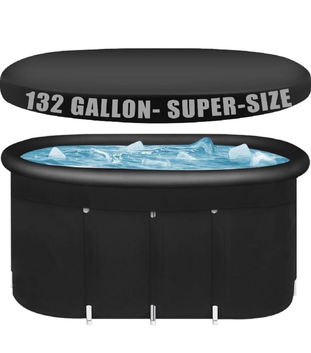Brandnew Ice Bath Tub for Athletes with Cover XL Large 132 Gallons Cold Plunge Tub for Recovery, Ice Bath Plunge Pool Fit for Family Gardens, Gyms,and